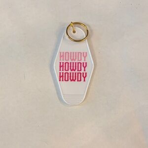 Disco cowgirl hotel style keychain